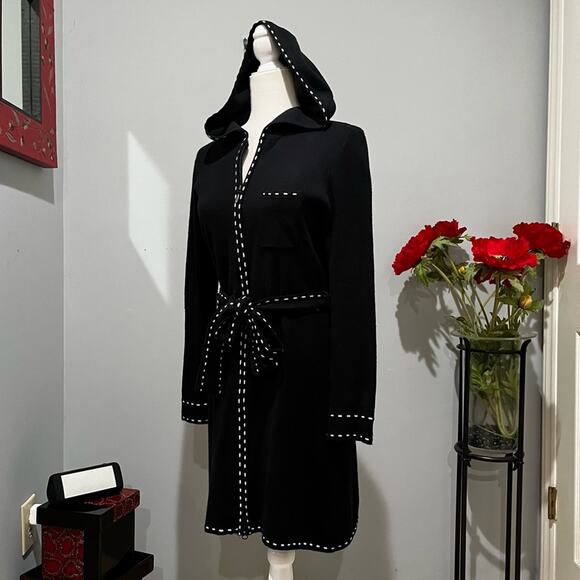 NEW Twiggy Longline Whipstitch Belted Hooded Contrast Zip Travel Sweater Jacke… - Picture 14 of 16